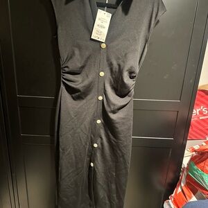 Zara Elegant Black Button-Down Dress